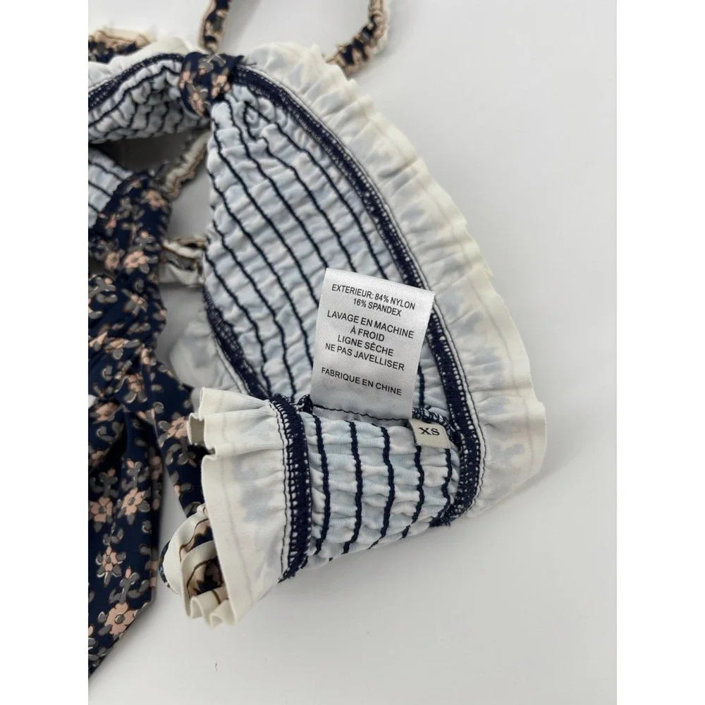 Sea New York Jasper Border Print Bikini Top Sz XS Swimwear Floral Boho $165